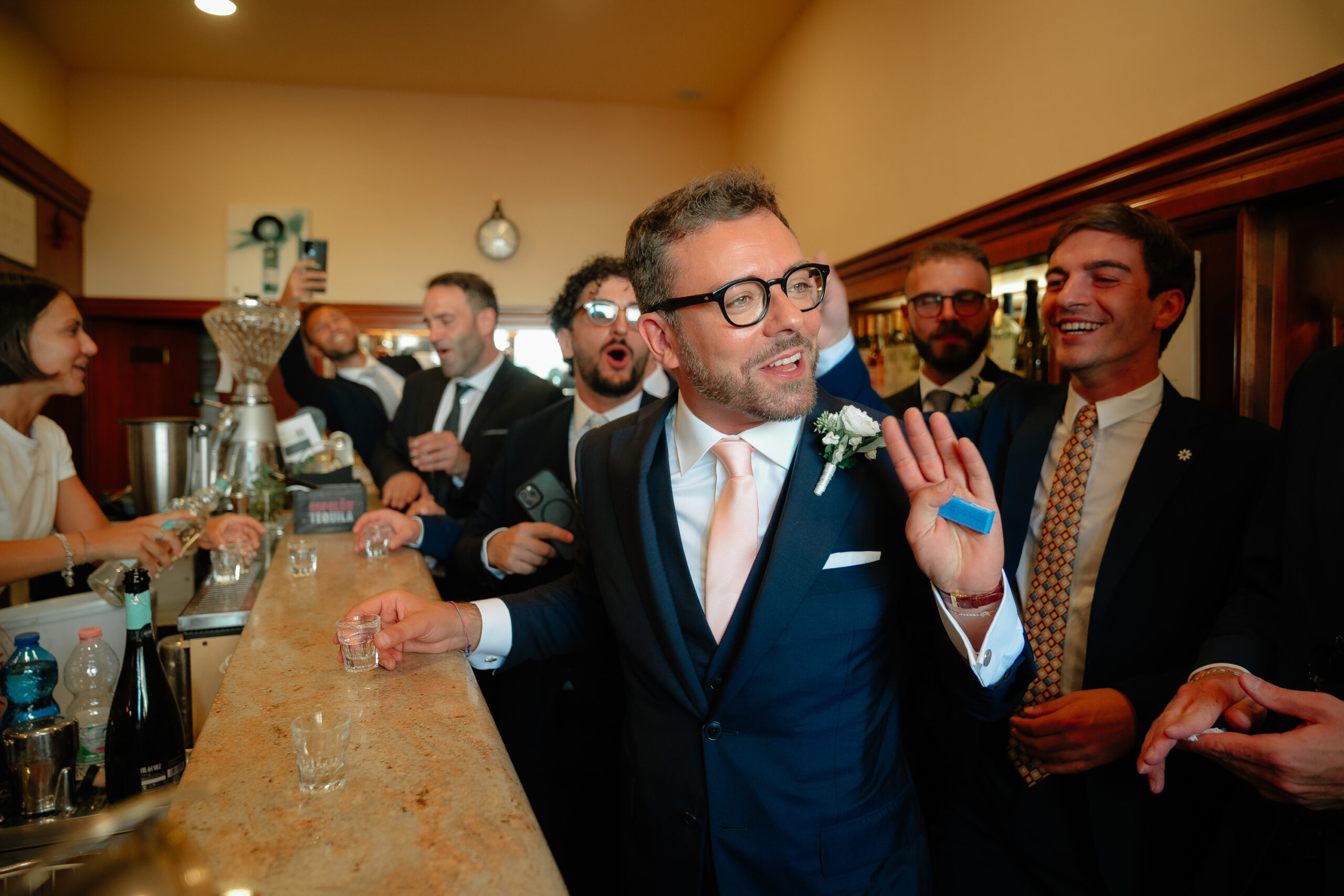 Emanuele with friends after the ceremony in Todi