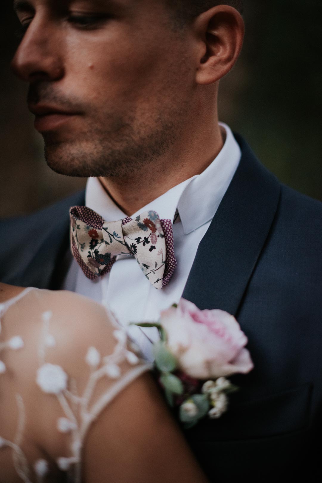 umbria wedding ceremony bow tie dress