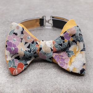 Tailoring bow tie for men - Japanese silk made from a lilac orange vintage floral kimono - 100% Made in Italy