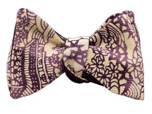 floral bow tie selftie in Japanese silk made from a vintage kimono. Farfallino sposo da cerimonia originale