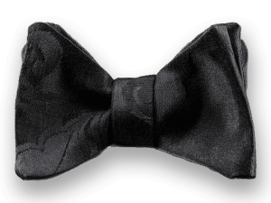 Papillon uomo nero da annodare ricavato da un'esclusiva cintura obi in seta degli anni '60. Farfallino uomo da cerimonia nero elegante