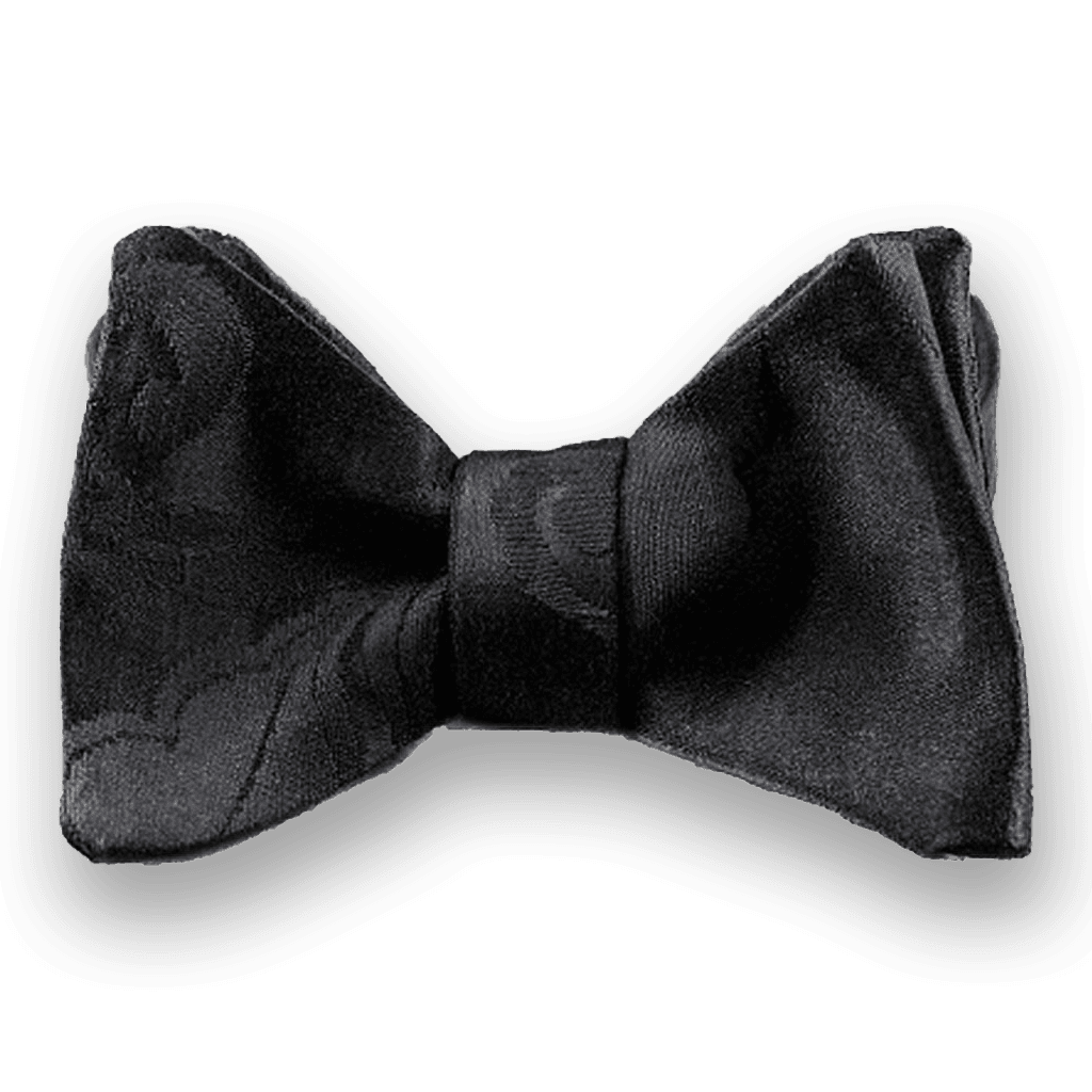 Bow tie selftie black made from an exclusive obi belt in silk from the 60s. Elegant black bow tie for men