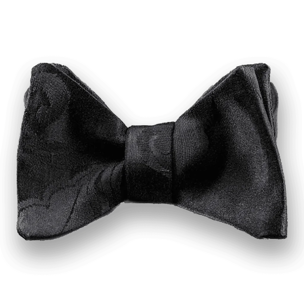 Papillon uomo nero da annodare ricavato da un'esclusiva cintura obi in seta degli anni '60. Farfallino uomo da cerimonia nero elegante