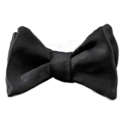 Papillon da uomo da annodare sartoriale - Seta mikado nero - Elegante farfallino da cerimonia 100% Made in Italy ideale per lo sposo con smoking