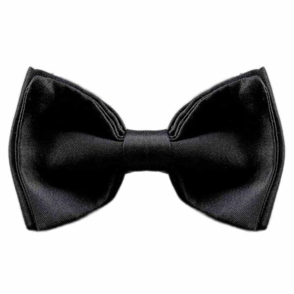 Papillon da uomo sartoriale annodato - Seta mikado nero - Elegante farfallino da cerimonia 100% Made in Italy ideale per lo sposo