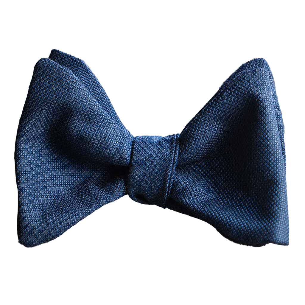 Papillon uomo di lusso blu da annodare con un esclusivo tessuto Scabal con frammenti di diamante di Anversa. Farfallino uomo cerimonia blu