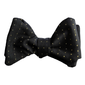 Papillon uomo lusso con oro 24K Scabal nero da annodare fantasia pois. Elegante Farfallino uomo da annodare da cerimonia nero