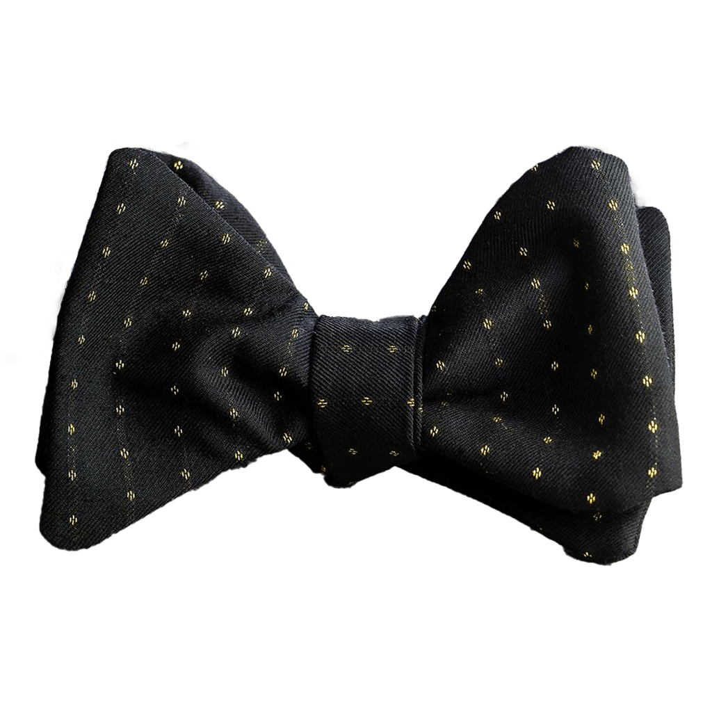 Papillon uomo lusso con oro 24K Scabal nero da annodare fantasia pois. Elegante Farfallino uomo da annodare da cerimonia nero