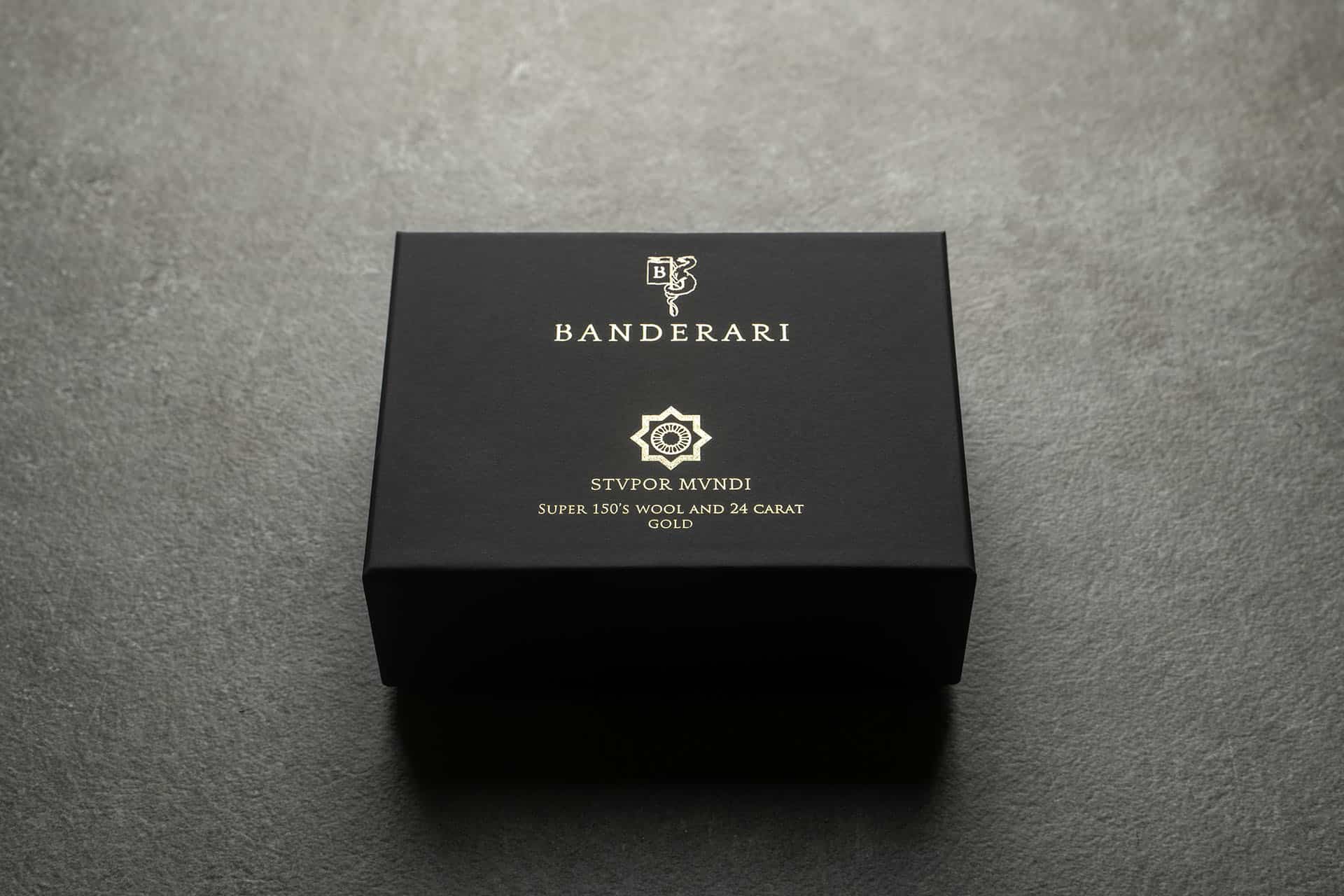Packaging of the Banderari Stvpor Mvndi bow tie from the Luxus collection