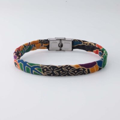 Bracelet B Band Shibusa made with an exclusive Japanese silk colorful floral pattern