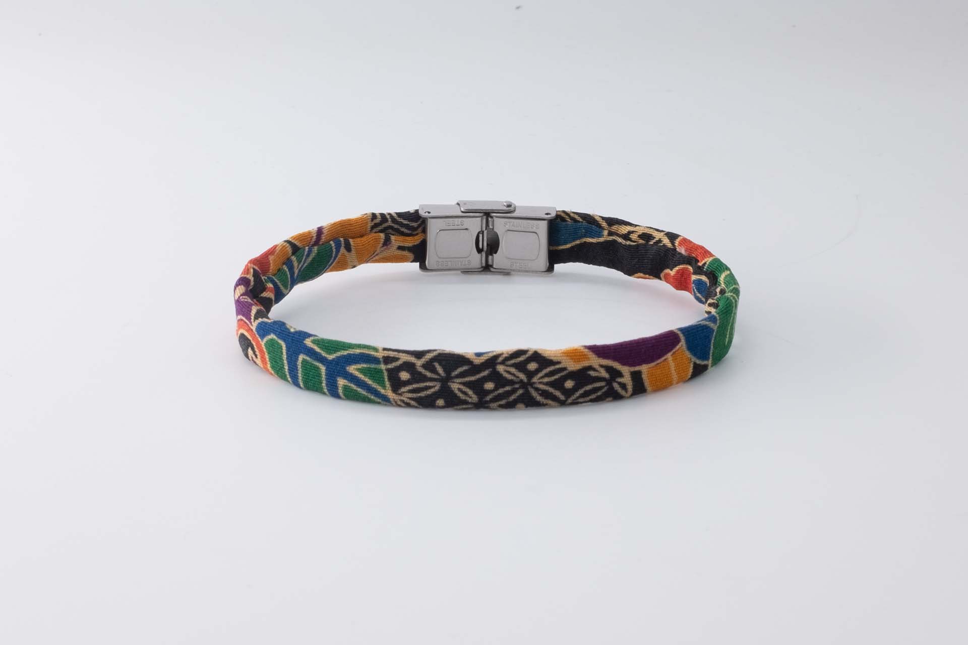 Bracelet B Band Shibusa made with an exclusive Japanese silk colorful floral pattern