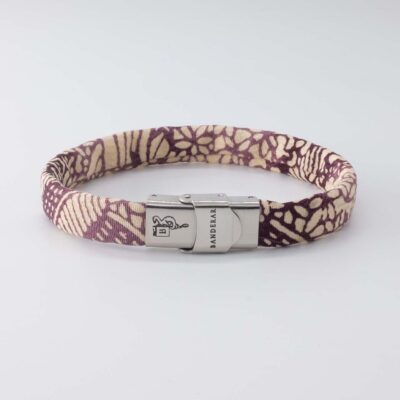 Bracelet B Band Shibusa made with an exclusive Japanese silk ivory landscape with river and purple cane