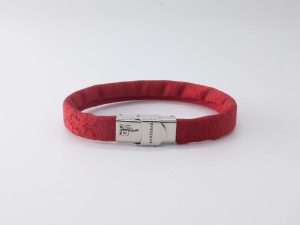 Shibusa B Band Bracelet made with an exclusive red tone damask floral Japanese silk