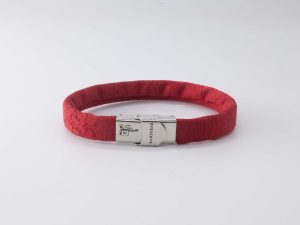 Braccialetto B Band Shibusa realizzato con una esclusiva seta giapponese floreale damascato tono su tono rosso