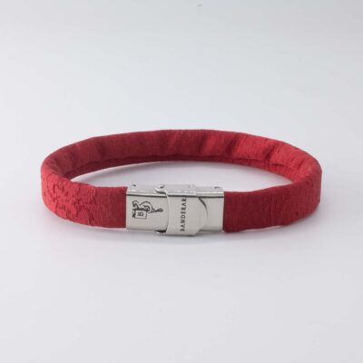 Shibusa B Band Bracelet made with an exclusive red tone damask floral Japanese silk