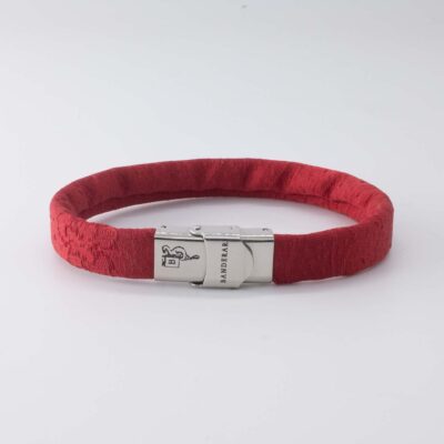 Braccialetto B Band Shibusa realizzato con una esclusiva seta giapponese floreale damascato tono su tono rosso