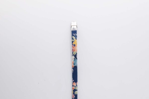 Shibusa B Band Bracelet made with an exclusive Japanese blue silk floral sakura cherry pink blue yellow and green