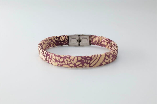 Bracelet B Band Shibusa made with an exclusive Japanese silk ivory landscape with river and purple cane