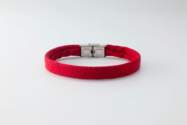 Shibusa B Band Bracelet made with an exclusive red tone damask floral Japanese silk