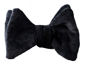 Papillon da uomo da annodare in velluto nero pois grigio Scabal