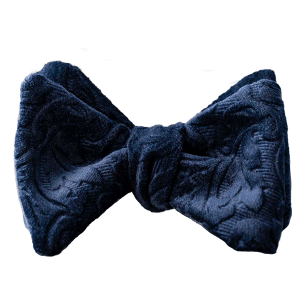 Papillon uomo in velluto blu floreale Scabal da annodare farfallino