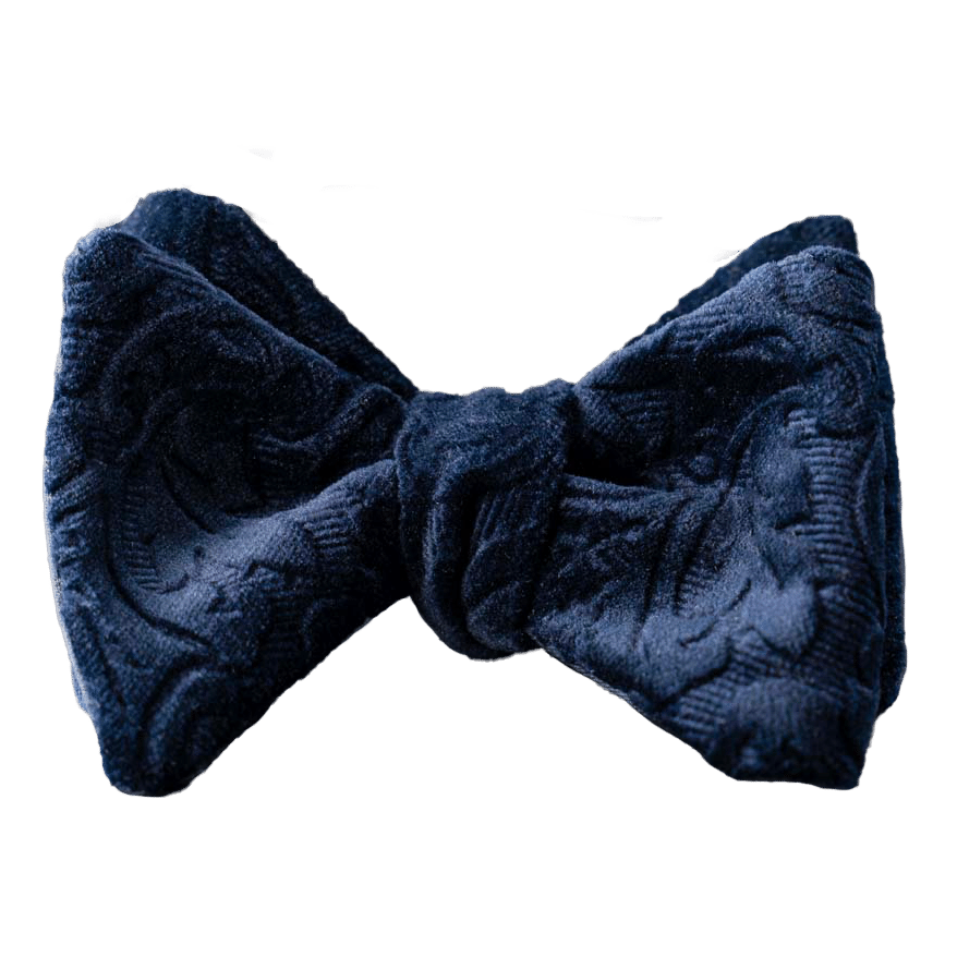 Men's bow tie self-tie in Scabal floral blue velvet