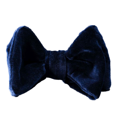 Sartorial men's bow tie self-tie in blue Scabal velvet