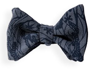 Men’s dark blue floral bow tie made from a vintage kimono. Bow tie man blue flowers groom boho naturalistic.