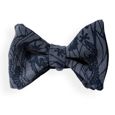 Men’s dark blue floral bow tie made from a vintage kimono. Bow tie man blue flowers groom boho naturalistic.