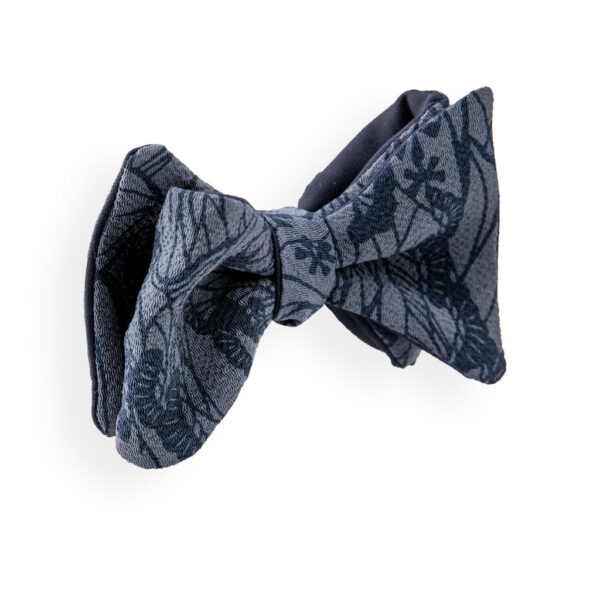 Men’s dark blue floral bow tie made from a vintage kimono. Bow tie man blue flowers groom boho naturalistic.