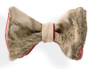 bow tie selftie ivory white with red and green flowers