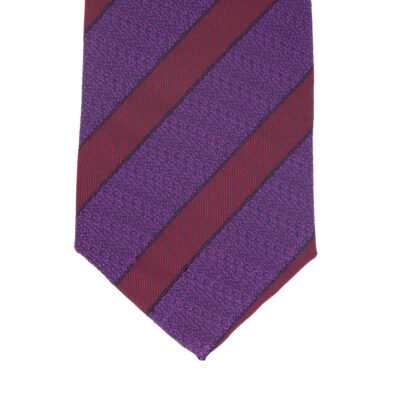 Cravatta regimental viola e rosso bordeaux in seta jacquard