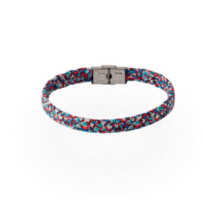 Braccialetto pois rosa azzurro bianco blu in cotone Liberty London Tana Lawn. Bracciali unisex disponibili in una vasta gamma di colori e fantasie.