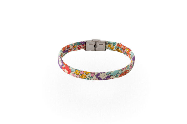 Braccialetto floreale viola giallo senape rosso azzurro in cotone Liberty London Tana Lawn. Bracciali unisex in una vasta gamma di colori e fantasie.