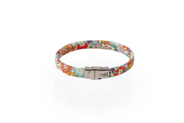 Braccialetto floreale viola giallo senape rosso azzurro in cotone Liberty London Tana Lawn. Bracciali unisex in una vasta gamma di colori e fantasie.