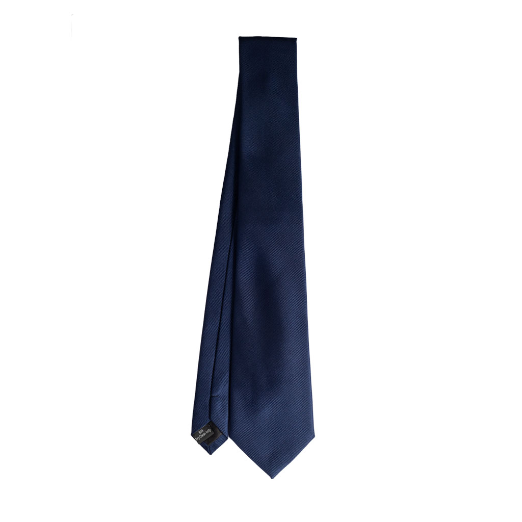 Cravatta unito blu in twill di seta tre pieghe realizzata a mano in Italia. Cravatta unito blu 3 pieghe di alta qualità sartoriale.